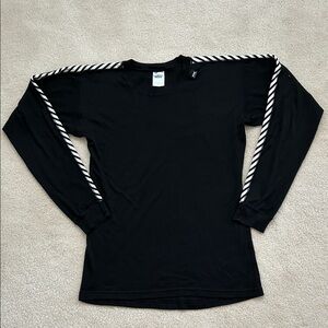 Helly Hansen Black and White Striped Long Sleeve Shirt - Size L